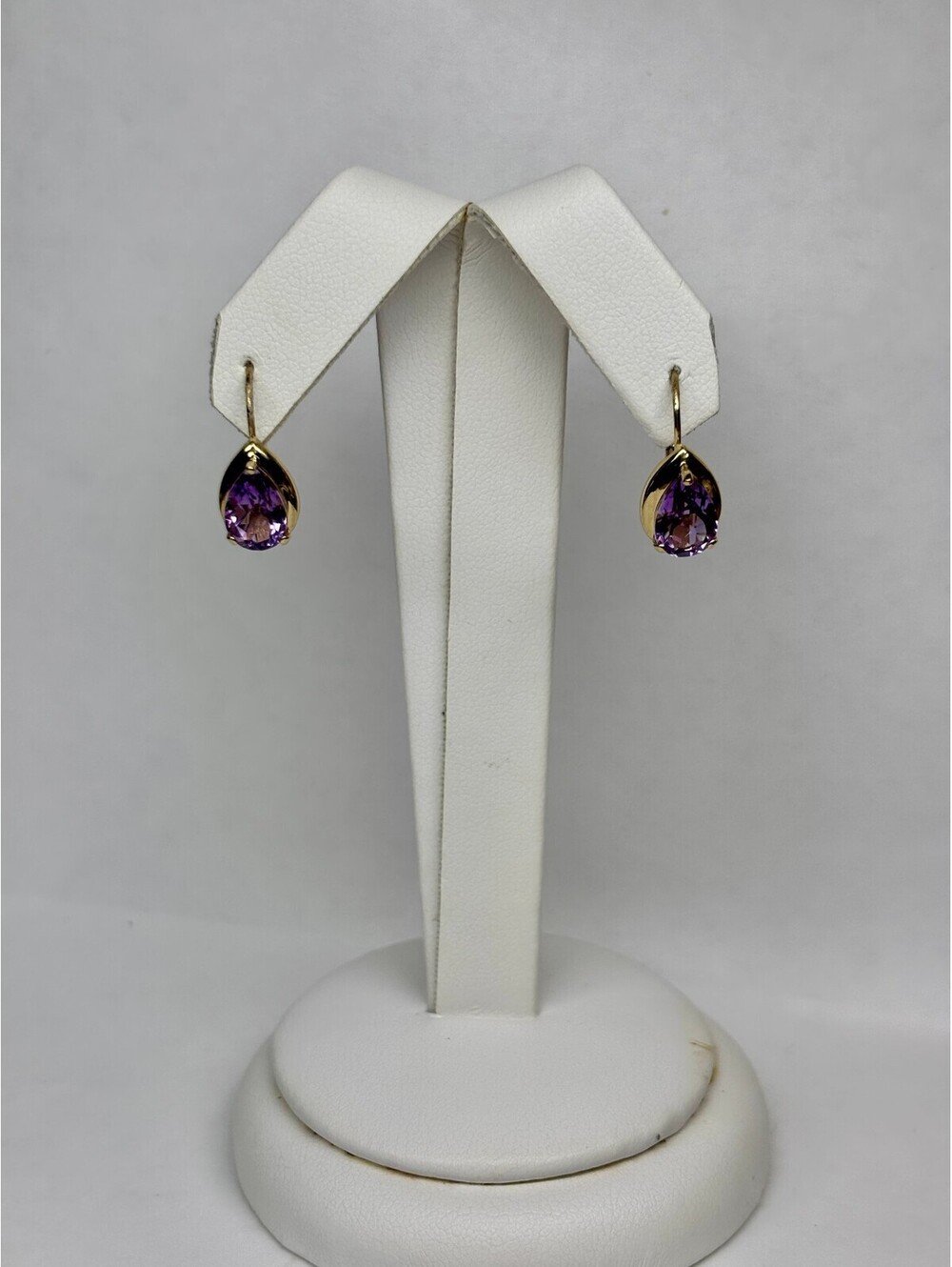14k Yellow Gold Amethyst Earrings